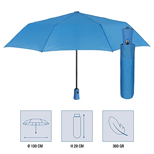 Paraguas Plegable Mujer Hombre Antiviento - Paraguas Mujer Resistente al Viento - Paraguas Mini de Tamaño Grande con Abre y Cierre Automáticos - Sombrilla Lluvia Portátil Diámetro 100 cm (Turquesa)