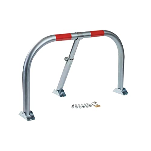 PARKING FACIL | Valla de Parking/Cepo Guardaplazas Modelo Eco-M | Bloqueo Manual con Candado con Bandas Reflectantes | Incluye Candado y Tornillos | Medida Aproximada: 65 x 46 x 34 cm | 1 Ud