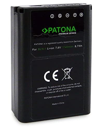 PATONA 2X Premium Bateria BLN-1 Compatible con Olympus OMD E-M5 E-M1 Stylus XZ-2 Pen E-P5