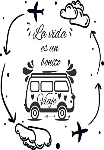 Pegatina autocaravana exterior. Pegatina camper para furgonetas y autorcaravanas. Pegatina vinilo "La vida es un bonito viaje"