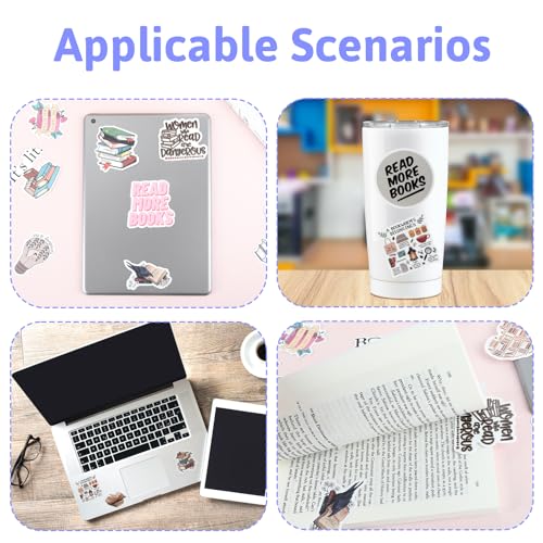 Pegatinas de Lectura - 100PCS Pegatinas Motivacionales a Prueba de Agua en Vinilo para Libros, Portátiles, Scrapbook y Skateboard Etiquetas portátiles