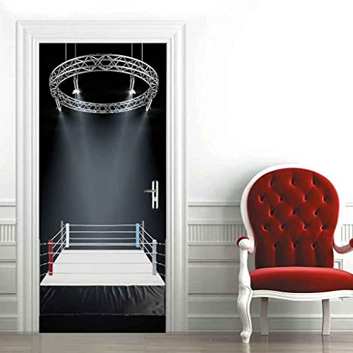 Pegatinas De Puertas Decorativas De Autoadhesiva Desmontable Adhesivos Para Puertas Decorativos De Casa Adhesivo Puerta Pegatinas Mural Pelea De Ring De Boxeo 77 X 200 Cm
