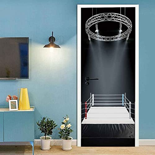 Pegatinas De Puertas Decorativas De Autoadhesiva Desmontable Adhesivos Para Puertas Decorativos De Casa Adhesivo Puerta Pegatinas Mural Pelea De Ring De Boxeo 77 X 200 Cm
