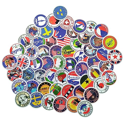 Pegatinas para maletas de viaje equipaje retro travel stickers adhesivas redondas paises ciudades London France Italia Amsterdam Alemania Berlin Madrid Prague Stockholm