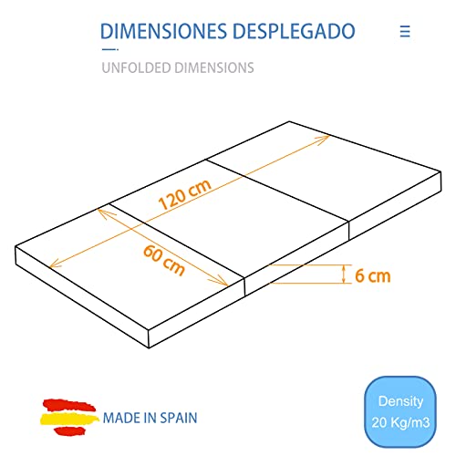 PEKITAS Colchón Cuna De Viaje Plegable 60x120 cm Altura 6 cm Incluye Bolsa Transporte Bebé Funda Desmontable Lavable Transpirable Estampado Globo Verdes