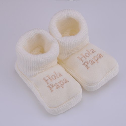 PEKITAS Pack 2 Pares Bebe Niña Patucos Zapatos Con Letras Bordadas 80% Acrílico 20% Algodón 0 a 3 Meses