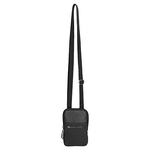 Pepe Jeans Jarvis Bandolera Porta Móvil Negro 10,5x18x2 cms Poliéster con detalles en Piel Sintética