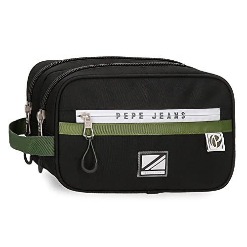 Pepe Jeans Luca Neceser Dos Compartimentos Adaptable Negro 26x16x12 cms Poliéster