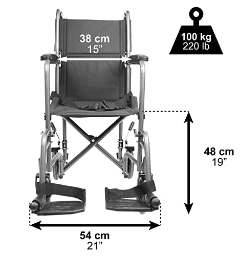 PEPE - Silla de Ruedas Estrecha para Casa (Asiento estrecho 38 cm), Silla de Ruedas Plegable Ligera Adulto, Silla de Ruedas para Ancianos, Silla Ruedas Plegable Minusvalido, Silla con Ruedas Acero