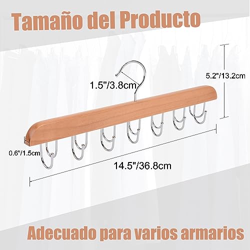 Percha de Cinturón de Madera,Organizador Cinturones de Armarios con 14 Ganchos,Cinturón Giratorio Lazos Perchas Ahorra Espacio,Percha Multifuncional para Cinturón Corbata,1 Unidade