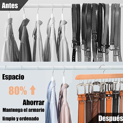 Percha de Cinturón de Madera,Organizador Cinturones de Armarios con 14 Ganchos,Cinturón Giratorio Lazos Perchas Ahorra Espacio,Percha Multifuncional para Cinturón Corbata,1 Unidade