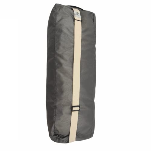 PERPETUAL Bolsa Esterilla de Yoga Pilates - Funda Transporte Viaje - Mat Bag con Correa Ajustable y Bolsillo Interior - Tamaño Grande Compatible Esterilla hasta 65cm Ancho - Unisex Hombre Mujer (Gris)