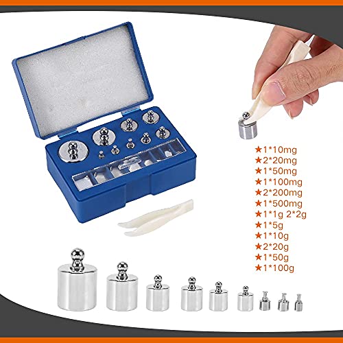 Pesas de CalibracióN, Juego de Pesas Para Balanza, Kit Pesas de CalibracióN, Peso CalibracióN 100G, Juego de Pesas de CalibracióN de 17 Piezas, con Caja, para Laboratorio de Ciencias de JoyeríA