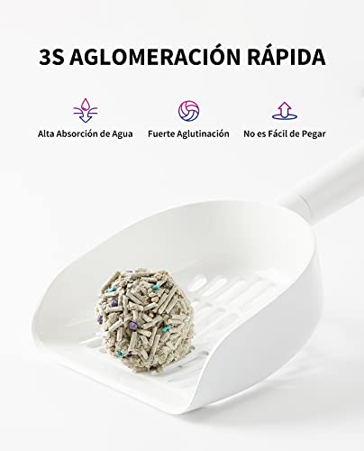 PETKIT Arena Mixta para Gatos 5 en 1, Enjuagable, Sin Olores, con Carbón Activado, Ultra Absorbente y de Secado Rápido(Cuatro Bolsas)