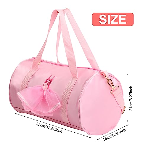 Pinsheng Bolso de Ballet para Niñas, Bolsa de Hombro de Baile Bolsa de Danza Gimnasia Deportes Cremallera Rosado Bolsa de Ballet Latina para Niños Infantil