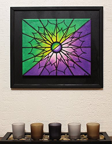 Pintura moderna : Morado y verde (36 x 41 cm)