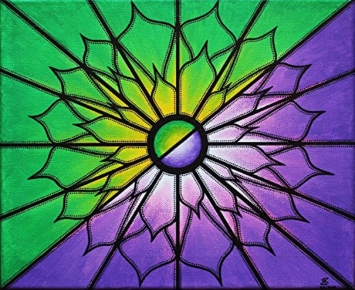 Pintura moderna : Morado y verde (36 x 41 cm)