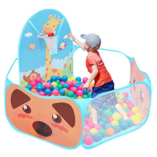 Piscina Bolas Bebe,Tienda de campaña Plegable para niños con aro de Baloncesto,Mini Canasta Baloncesto Habitación A,Piscina De Bolas para Bebes De 1 Año Niños Niñas