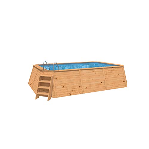 Piscina Madera Panelada K2O 490x293x110 cm Depuradora de Arena de 3.028 L/H con Escalera