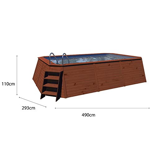 Piscina Madera Panelada K2O 490x293x110 cm Depuradora de Cartucho de 2.006 L/H con Escalera