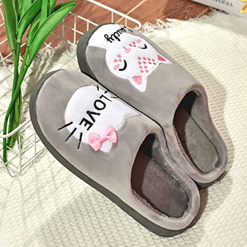 P&L ITALY COLLECTION Zapatilla CASA Mujer de Invierno Antideslizantes Algodón Pantufla Peluche Gris 38/39