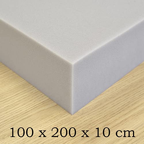 Planchas goma espuma poliuretano - Alta Densidad D25kg (100x200x10cm) Gris - espuma para tapizar, espuma sofa, colchones, cojines, relleno, guata, colchones para furgonetas camper, colchones espuma