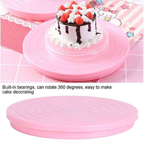 Plato Giratorio para Tartas 2 Piezas Plástico Bandeja para Tartas Giratorio 360 ° Rotación Base Giratoria para Tartas, 14cm, Mini Plato de Pastel Giratorio Redondo para Hacer Pasteles, Hornear