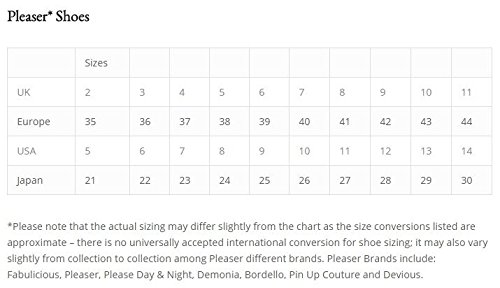 Pleaser ADORE-1020, Botas de caña Corta Mujer, Negro (Negro (Blk Faux Leather/Blk Matte), 38 EU