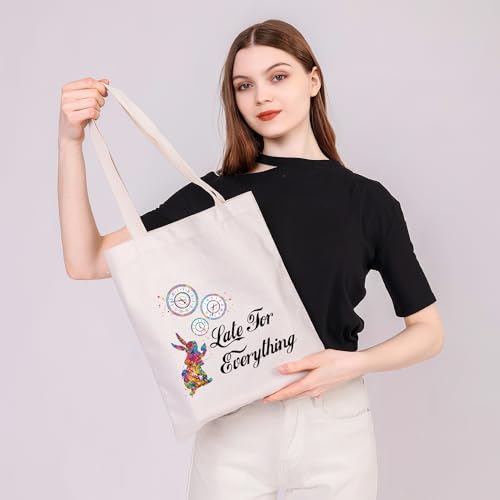 PLITI Alice Bolsa de mano Alice Fans Gift Late For Everything White Rabbit Clock Bolsa de hombro para los amantes de los cuentos de hadas, Tarde Todo Tgu, medium