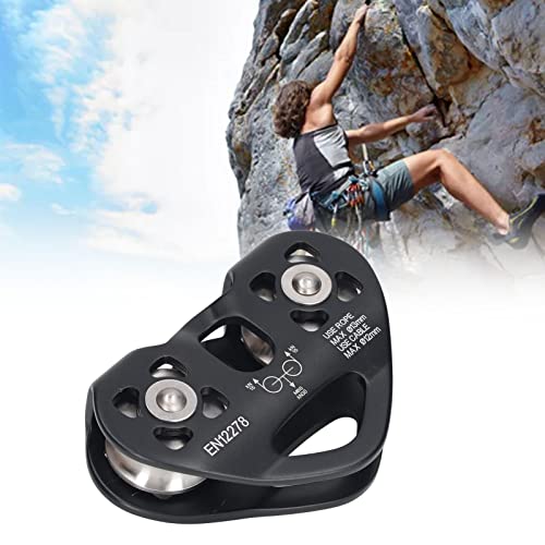 Polea de Escalada, Bloque de Polea de Escalada Al Aire Libre, Polea de Polea de Escalada de Doble Eje de Aluminio de Aviación para Montañismo, Bloque de Polea de Escalada Al Aire Libre,(Negro)