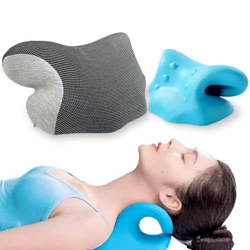 Poligino Almohada de Tracción Quiropráctica,Almohada para Dolor Cervical,Estirar el Cuello y la Columna Vertebral,Almohada Cervicales y Cuello para Aliviar,Dispositivo de Tracción Cervical