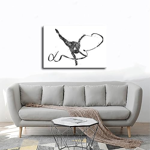 Póster de gimnasia rítmica artística en blanco y negro. Póster de lona para decoración de dormitorio, paisaje deportivo, decoración de oficina, habitación, regalo, sin marco: 12 x 18 pulgadas (30 x 45