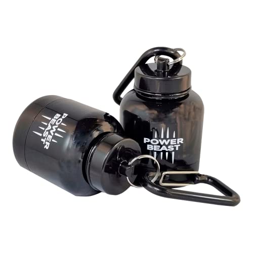 Power Beast Recipiente Portatil para Proteina y Otros Suplementos. Contenedor y Embudo para Proteina Portatil para Gym, Fitness, Cross Training, Halterofilia, Calistenia, 2 Unidades.