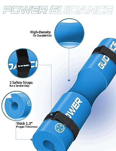 POWER GUIDANCE Barbell Squat Pad protectora del cuello y del hombro Ideal para Squats, Lunges, Hip Thrusts, levantamiento de pesas(Azul)