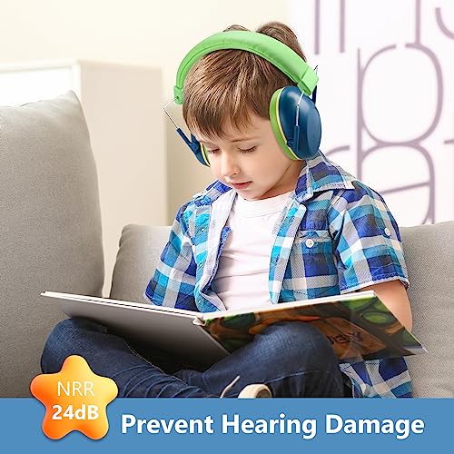 Procase Auriculares de Protección Auditiva Infantil, Orejeras Cancelación de Ruido NRR 24 dB para Niños Adolescentes juveniles para Estudiar Disparar Viajes -Azul Marino
