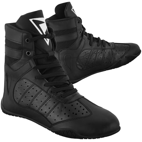 Profirst Global 8011 Zapatos de Boxeo Zapatos de Lucha Libre Kick Boxing Sparring Boxers Entrenadores Artes Marciales Zapatos Transpirables (Negro, 43)