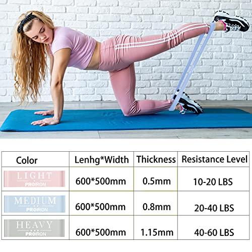 PROIRON Bandas Elasticas de Fitness/Bandas de Resistencia, [Set de 3] Cintas Elásticas de Resistencia Hechas de Látex Natural y la Piel-amistosa con Guía de Ejercicios y Bolsa Almacenamiento