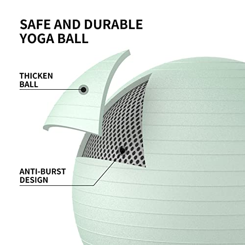 PROIRON, Pelota de Pilates, Fitness, Yoga, Embarazo, Deporte, Fitball para Ejercicios Gimnasia, Verde 65cm, Anti-pinchazos, Incluye Inflador