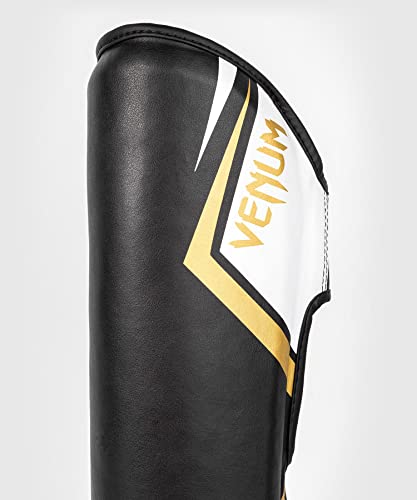 Protector Tibias Venum Contender 2.0 - Negro/Blanco/Oro - XL