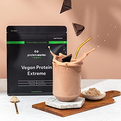 Protein Works - Proteína Vegana Extreme - 100% A Base De Plantas - Mezcla De 5 Proteínas - Proteína Vegetal En Polvo - 57 Licuados - Plátano Suave - 2kg