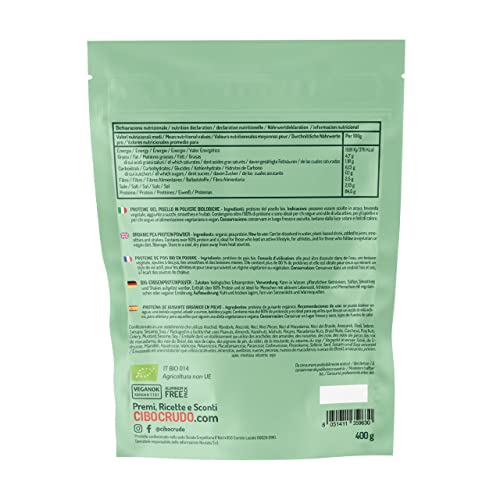 Proteina de Guisante en Polvo Ecologica - 400g. Proteina Vegana de Origen Vegetal. Pura sin Aditivos.