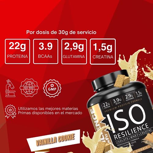 Proteína en Polvo|ISO RESILIENCE|1.8kg Proteínas de Suero con Creatina|Ganar Masa Muscular|Proteína Sabor Vainilla cookie|Batido Proteinas Masa Muscular|Proteina Con Creatina.