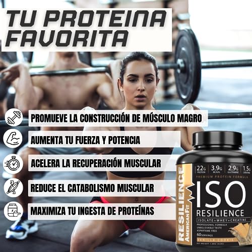 Proteína en Polvo|ISO RESILIENCE|1.8kg Proteínas de Suero con Creatina|Ganar Masa Muscular|Proteína Sabor Vainilla cookie|Batido Proteinas Masa Muscular|Proteina Con Creatina.