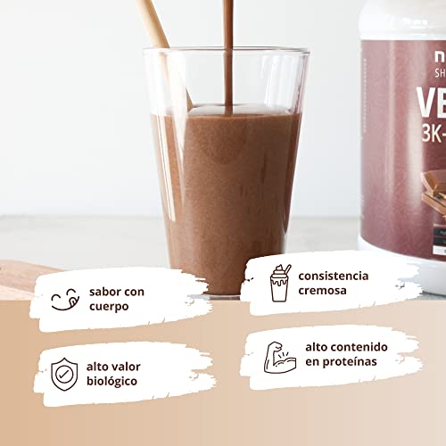 Proteína para masa muscular - Nutri + Vegana en Polvo Chocolate 1 kg - Batido de Proteína Vegana - Bajo en Azúcares Chocolate Powder 1000 g sin Lactosa