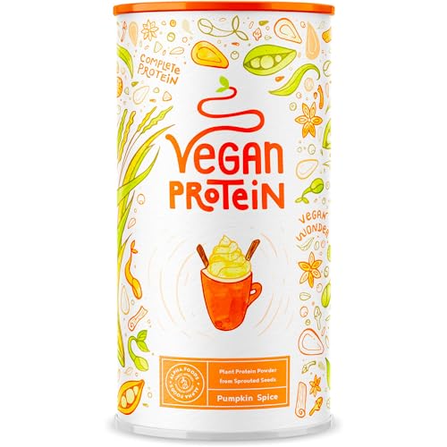 Proteína Vegana - Sabor Pumkin Spice 600gr - Proteína Vegetal de Guisante, Arroz, Altramuz y Semillas Germinadas - Vegan Protein - Alto Contenido en Proteína, Sin Soja