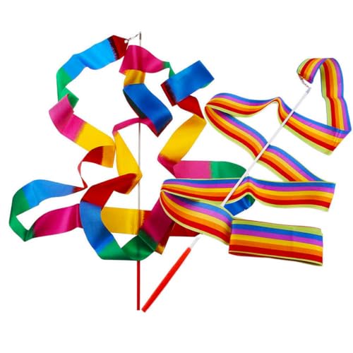 PSOWQ Cintas Baile, Cinta Gimnasia rítmica 2 Metros Cinta Gimnasia con Barra giratoria, Gimnasia rítmica, Gimnasia, Danza, para Niños Baile Artístico Gimnasia Entrenamiento Actividades Divertidas
