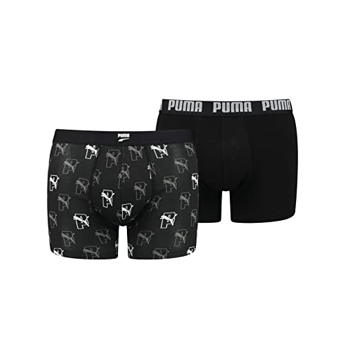 PUMA Boxer Cat AOP Briefs, Negro Combo, XL para Hombre