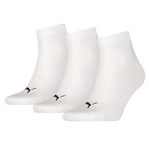 PUMA Calcetín 3P Quarter liso, blanco, 47-49