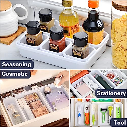 Purpledi Organizador de Cajones para Baño, 24 pcs Separadores de Plastico para Cocina, Organizador de Bandejas, Cajas Apilables para Almacenamiento (Blanco)