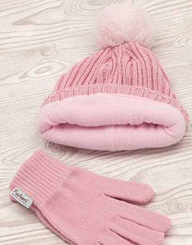 Pusheen Gorro guantes Mujeres gato rosa de punto de invierno